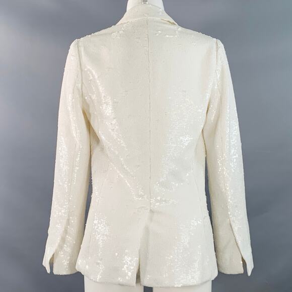 ZADIG & VOLTAIRE Size XS White Polyester Sequined Peak Lapel Snap Jacket Blazer - Picture 4 of 9